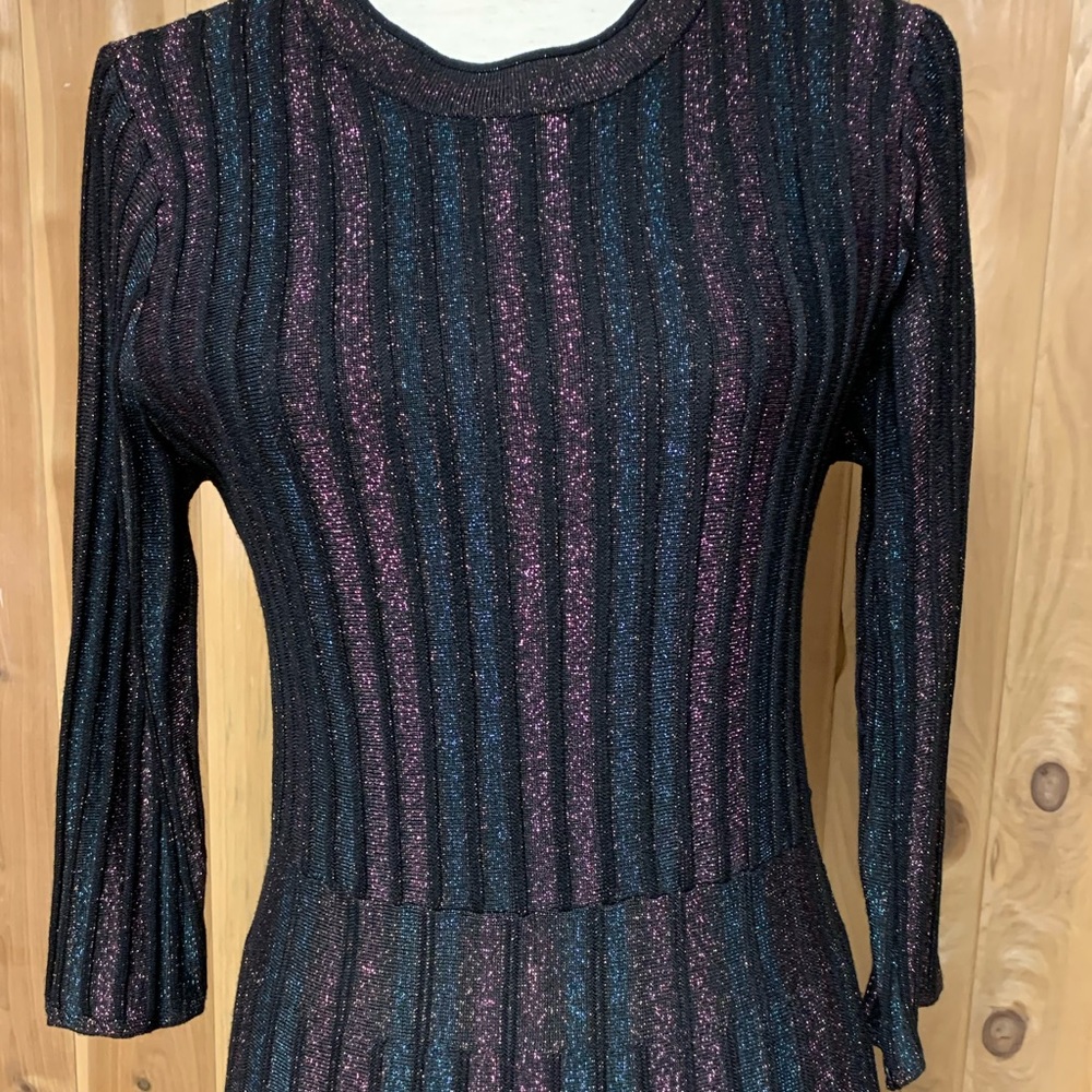 Nanette Lepore Metallic Stripe Sleeve Dress - Picture 4 of 4